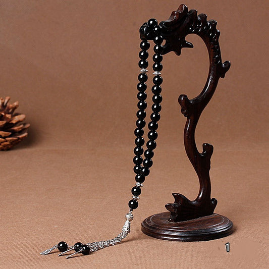 Natural stone agate crystal muslim rosary bracelet