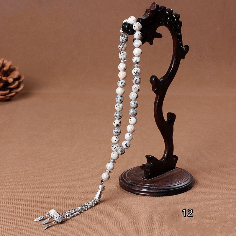 Natural stone agate crystal muslim rosary bracelet
