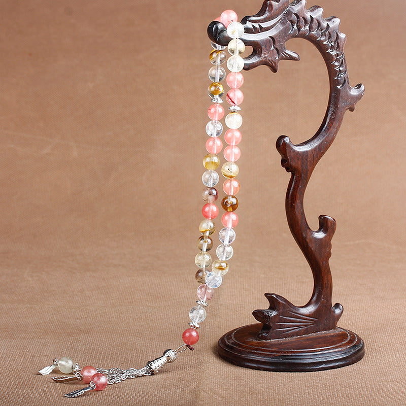 Natural stone agate crystal muslim rosary bracelet