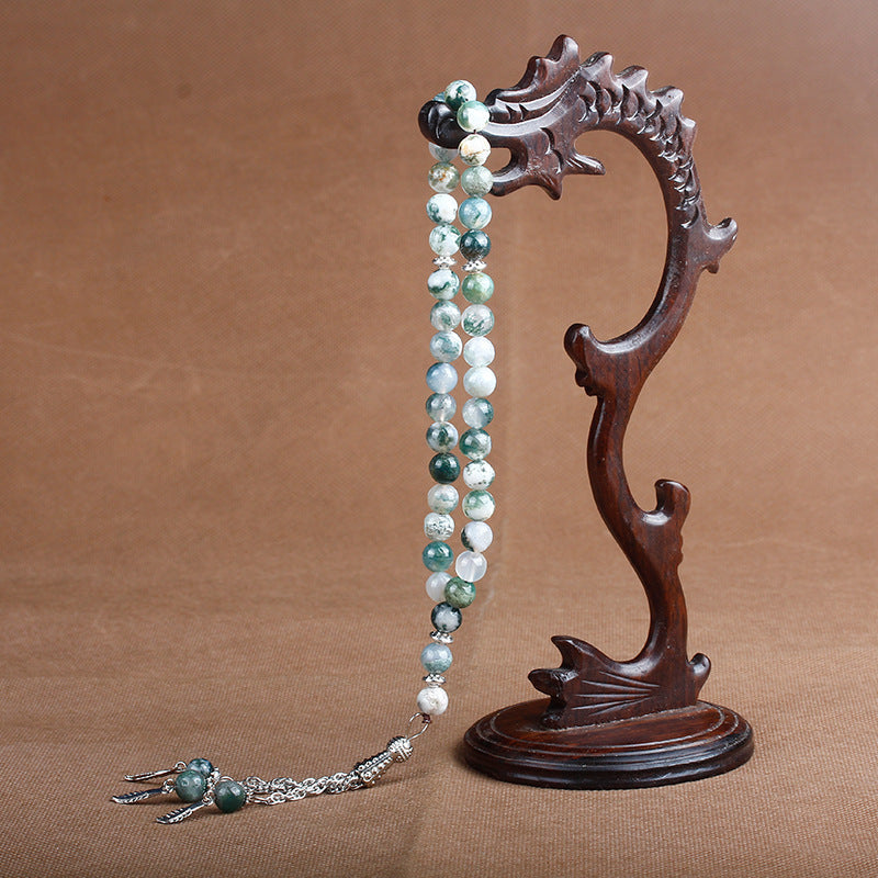 Natural stone agate crystal muslim rosary bracelet