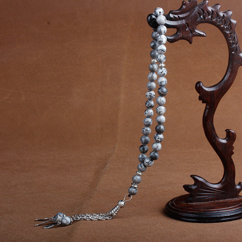 Natural stone agate crystal muslim rosary bracelet