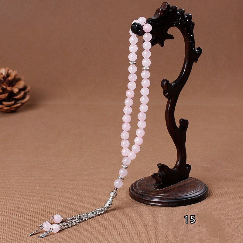 Natural stone agate crystal muslim rosary bracelet